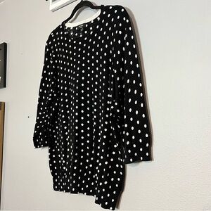 Lord & Taylor Black White Polka Dot Women's Pullover Sweater Size 0X Cotton